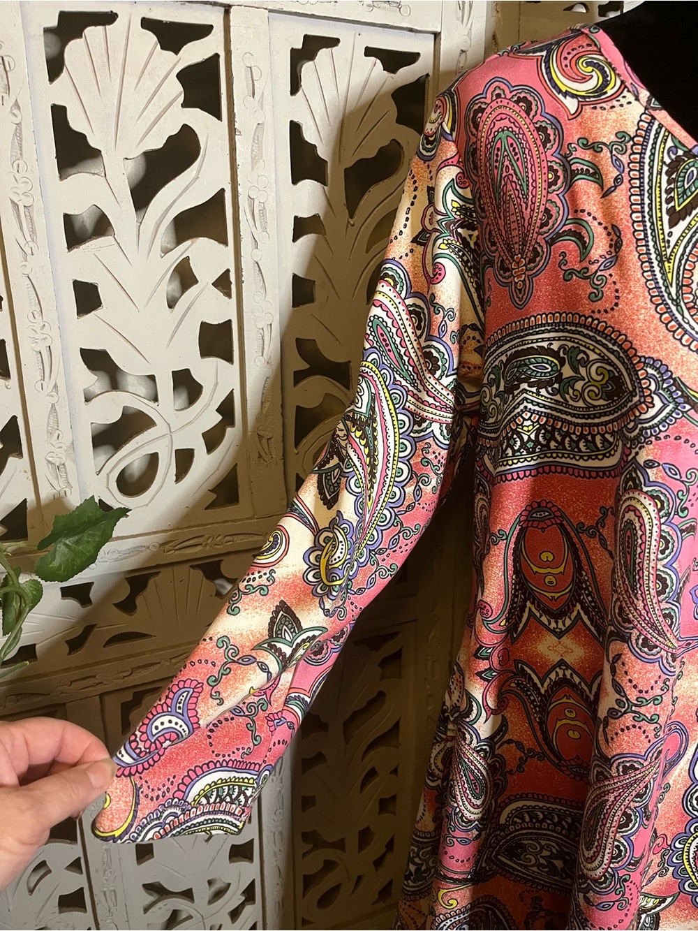 ENMAIN PERFECT WARM CORAL PINK & MULTICOLOR PAISLEY PATTERN PLUS SIZE TUNIC TOP - Picture 5 of 12